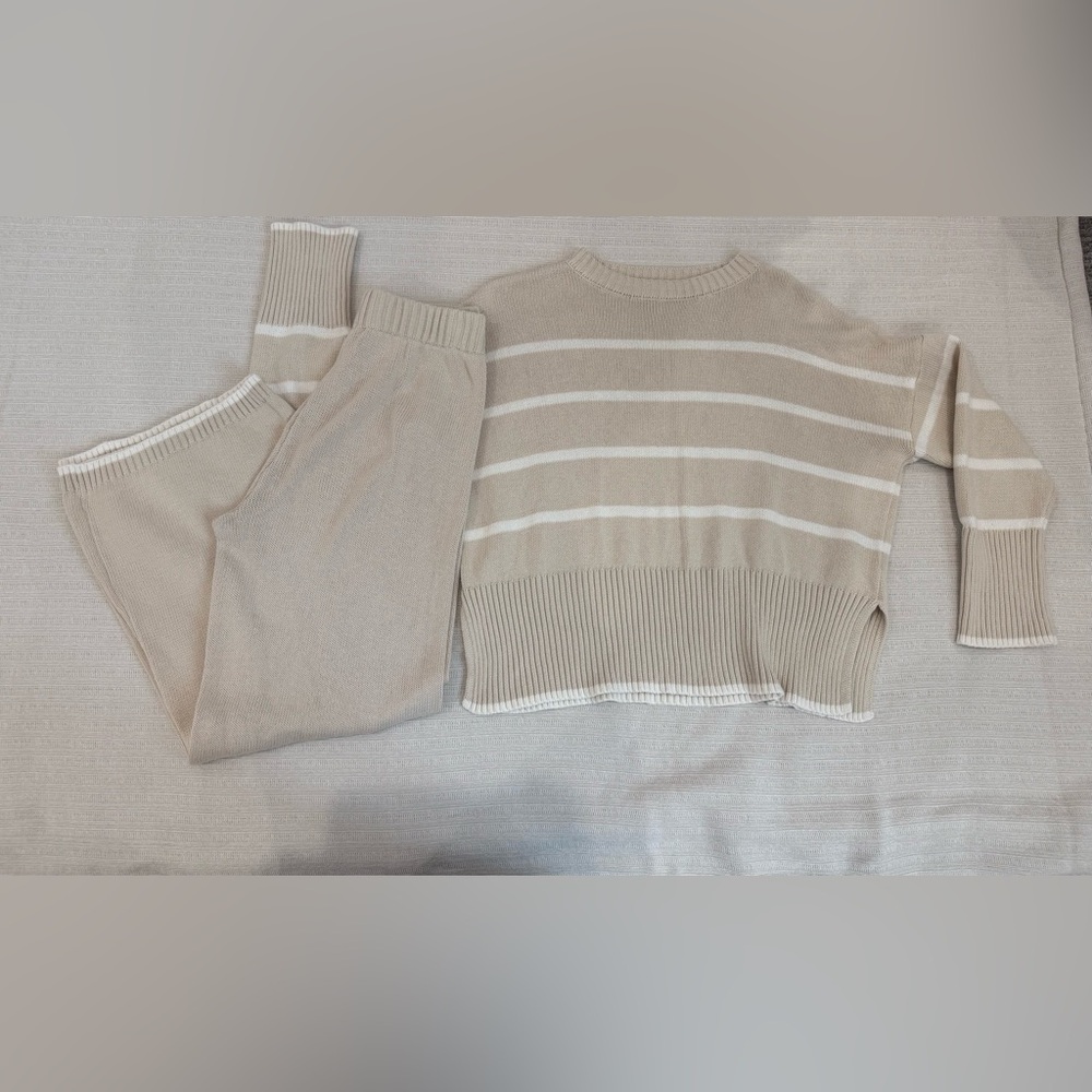 Sincerely Jules Beige and White Striped Sweater